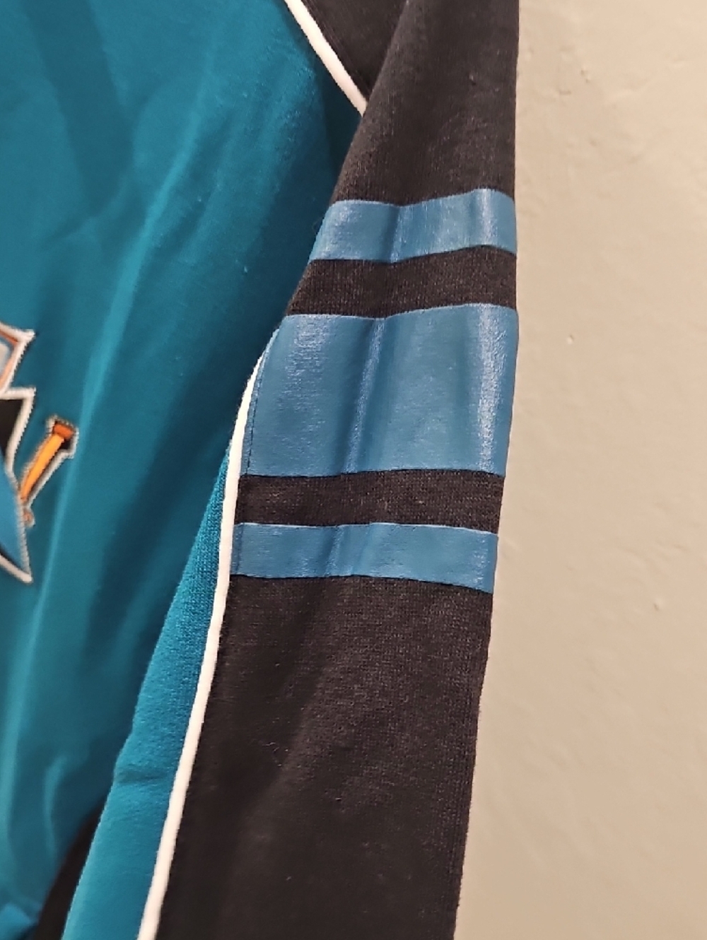 Women's Teal & Black Hockey Lace-Up Hoodie with Sharks Logo - Picture 7 of 9